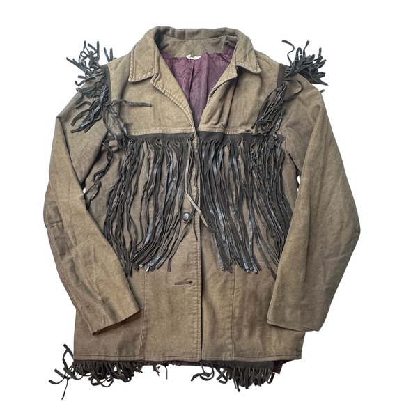 Vintage Jackets & Blazers - Womens Fringe Jacket Small Brown Western Suede Boho Cowgirl Vintage Style